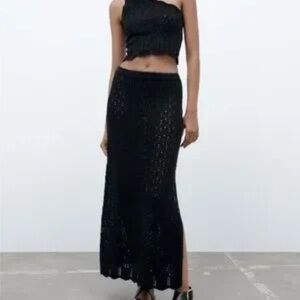 Zara Black Lace Maxi Skirt